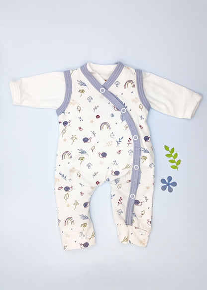 Dungaree & Top Set, Acorn Wood (Blue Trim) Dungaree Tiny & Small 