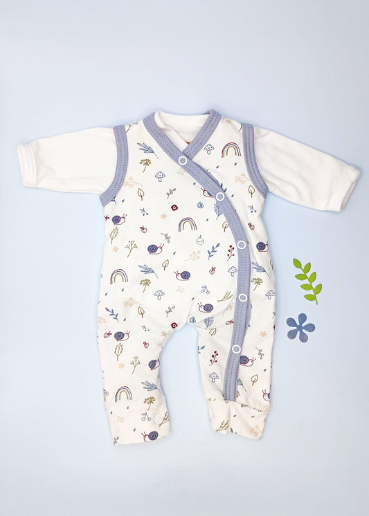 Dungaree & Top Set, Acorn Wood (Blue Trim) Dungaree Tiny & Small 