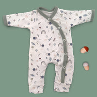 Prem Baby Sleepsuit, Acorn Wood - Khaki Trim Sleepsuit / Babygrow Tiny & Small 