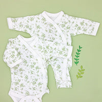 Apple Floral Bundle - Sleepsuit & Bodysuit, 100% Organic Cotton Tiny & Small