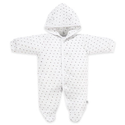 White Starry Snowsuit, Bear Ears on Hood Snowsuit / Pramsuit Dandelion 