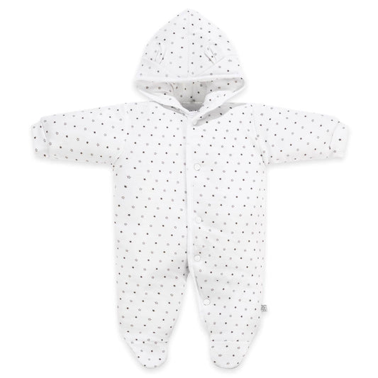White Starry Snowsuit, Bear Ears on Hood Snowsuit / Pramsuit Dandelion 