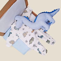 Baby Blue Dino Gift Box - Sleepsuit, Muslin & Toy Gift Set Little Mouse Baby Clothing & Gifts 