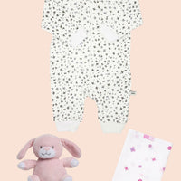 Pink and Flowery Gift Box - Babygrow, Toy & Muslin Gift Set Little Mouse Baby Clothing & Gifts 