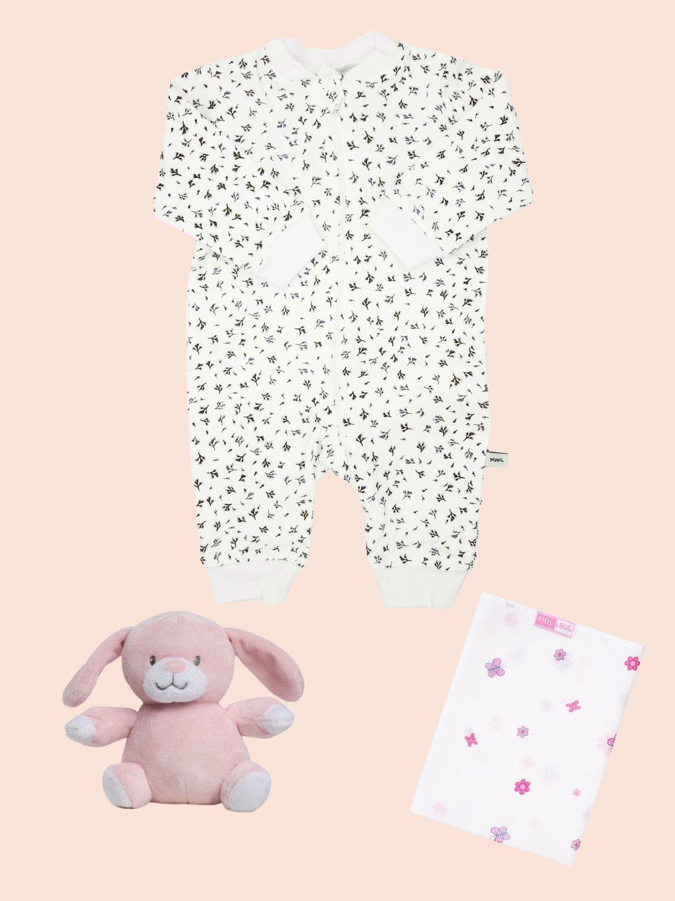Pink and Flowery Gift Box - Babygrow, Toy & Muslin Gift Set Little Mouse Baby Clothing & Gifts 