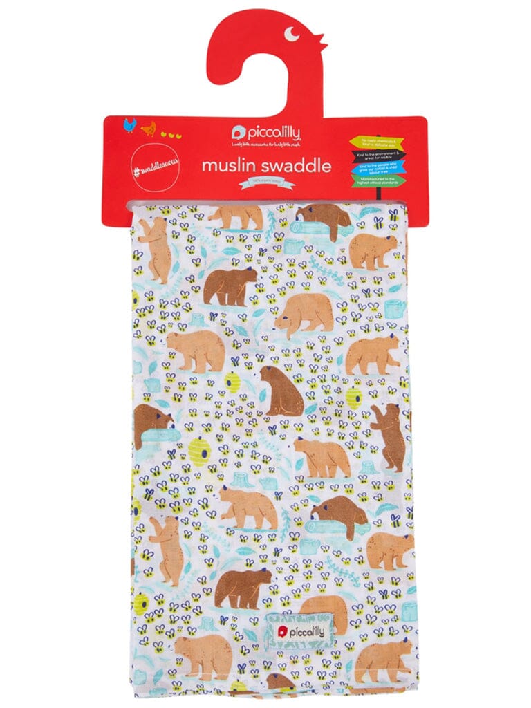 Piccalilly Muslin Swaddle - Bears - Muslin - Piccalilly