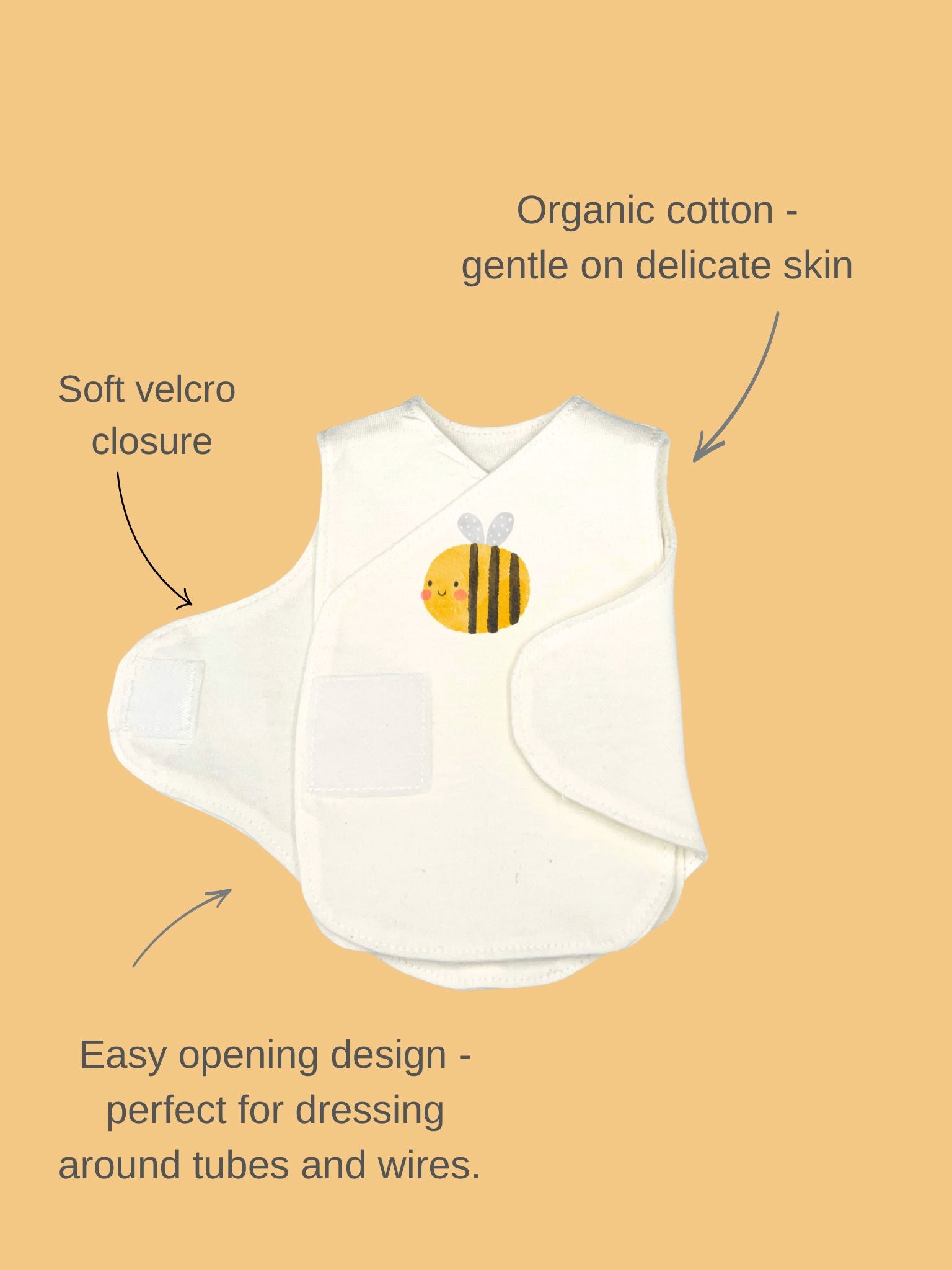 2 Pack Incubator Vests, Organic Cotton, Bumble & Bloom Bodysuit / Vest Little Dreamer 