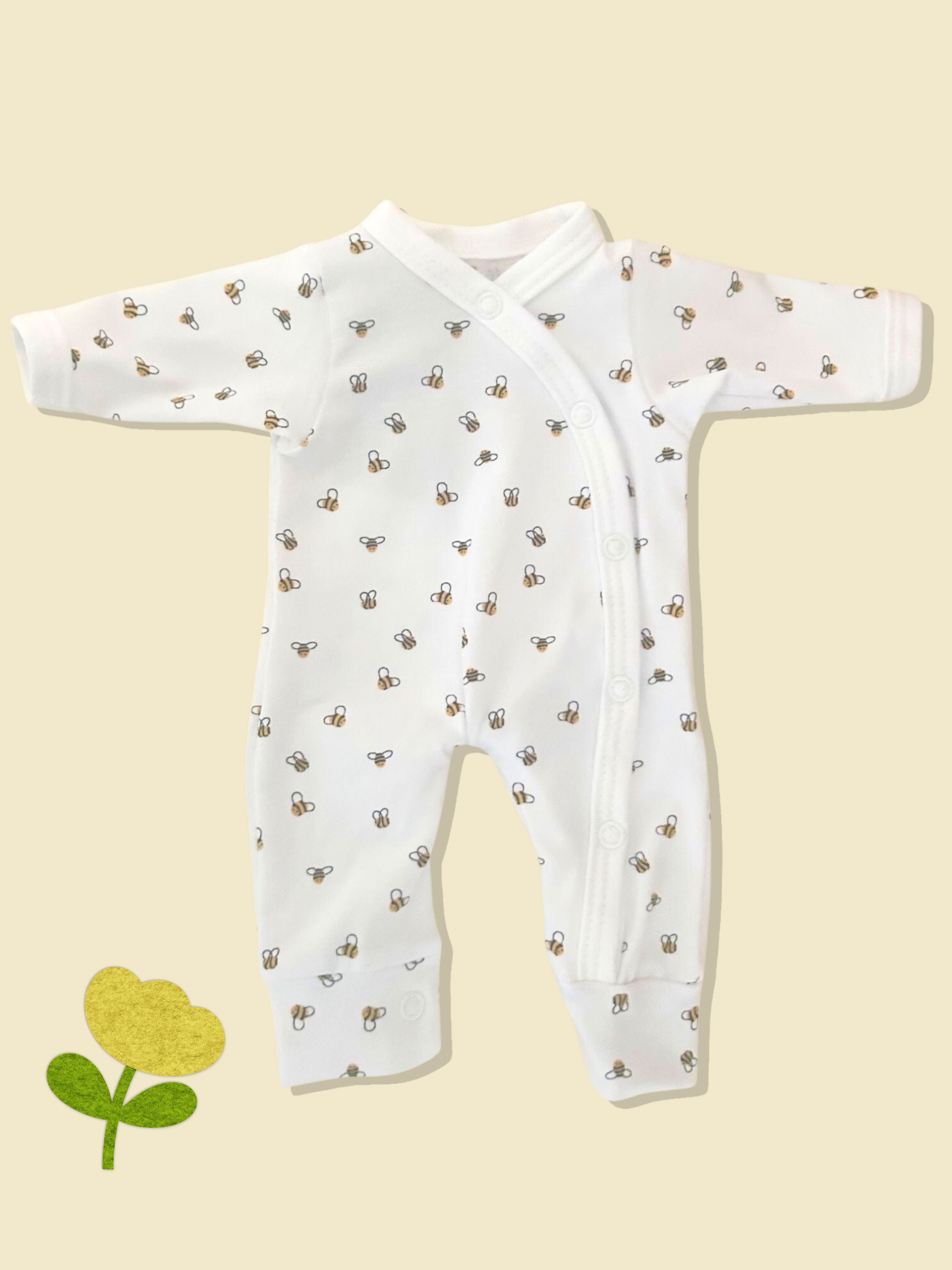 Unisex Premature Baby Sleepsuit, Buzzy Bees Sleepsuit / Babygrow Tiny & Small 