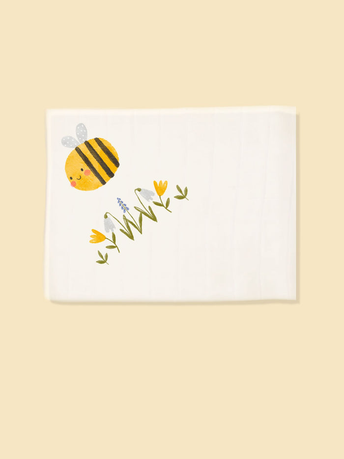 'Bumble & Bloom' 100% Pure Cotton Muslin - 70cm x 70cm - One Muslin