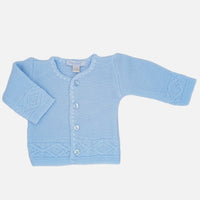 Knitted Baby Blue Round Necked Cardigan Tiny Chick