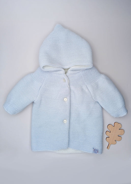 Baby Blue Knitted Baby Jacket - 3 Buttons Cardigan / Jacket La Manufacture de Layette 