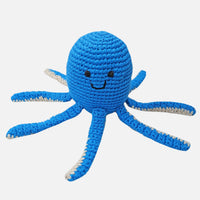 Fair Trade Crochet Blue Octopus Rattle Organic Cotton Toy Best Years 