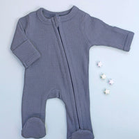 Zipped Premature Baby Sleepsuit, Fold-Over Mitts - Blue Little Dreamer