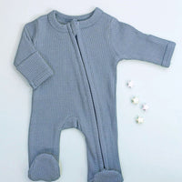 Zipped Premature Baby Sleepsuit, Fold-Over Mitts - Blue Sleepsuit / Babygrow Little Dreamer 