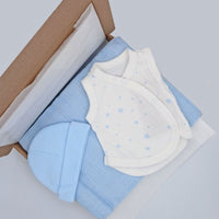 Blue Stars Gift Box - Incubator Vest, Hat & Muslin Little Mouse Baby Clothing & Gifts