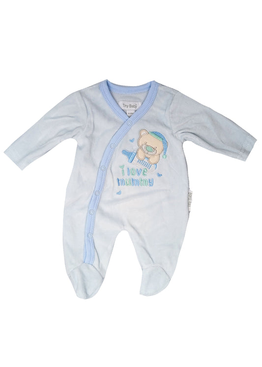 Premature Velour All in One - I Love Mummy Sleepsuit / Babygrow Tiny Baby 