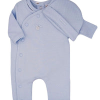 Blue Waffle Tiny Baby Body, Dungaree and Hat - Three Piece Set Outfit Mintini Baby 