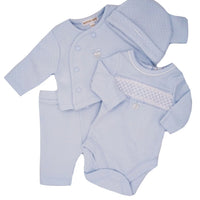 Blue Waffle Tiny Baby - Four Piece Set Outfit Mintini Baby 