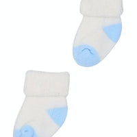 Blue & Cream Stay on Towelling Premature Baby Socks Little Mouse Baby Clothing & Gifts