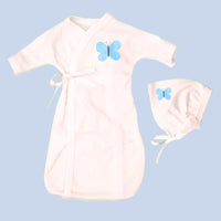 Blue Butterfly Baby Bereavement Gown & Bonnet, Organic (Burial Gown) Bereavement gown Tiny & Small 