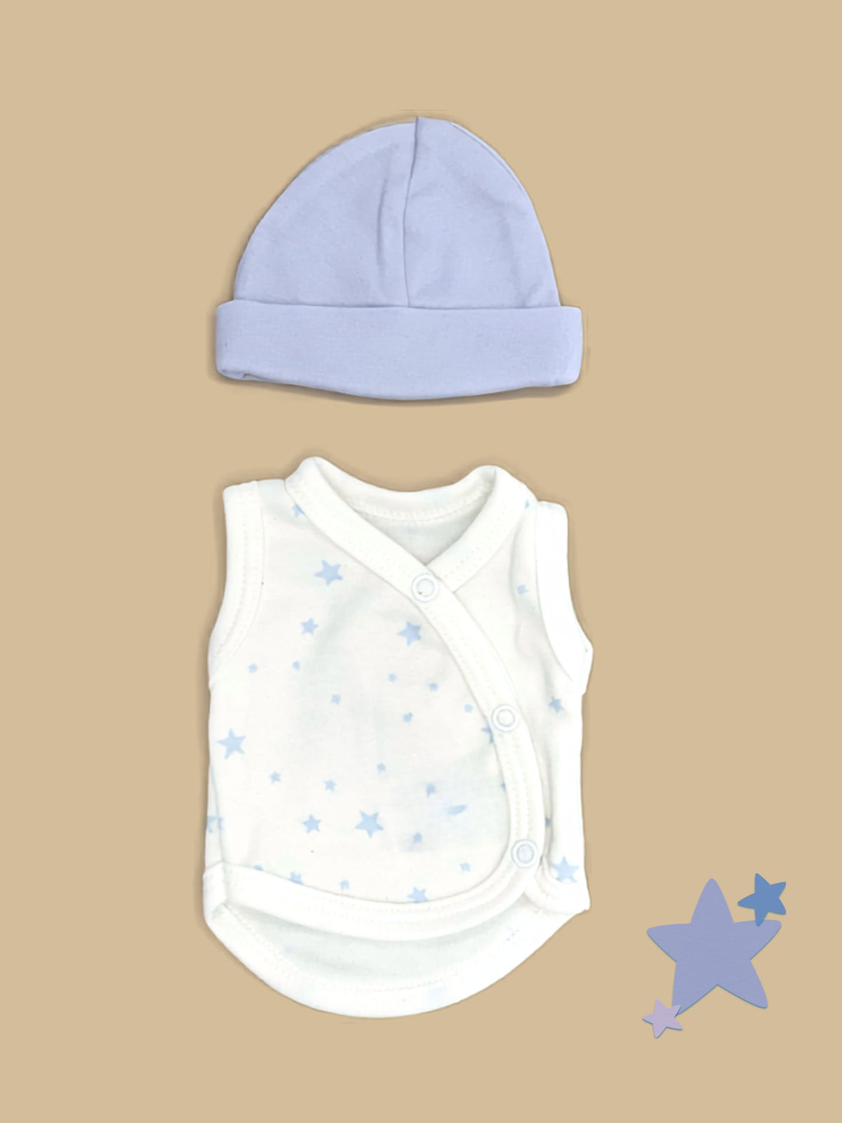 Blue Star Incubator Vest & Blue Round Hat Set (1.5lb-3lb) Bodysuit / Vest Tiny & Small 