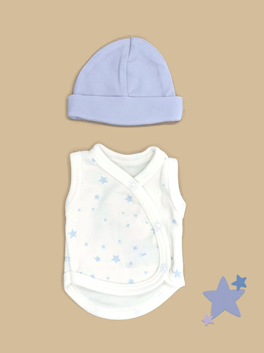 Blue Star Incubator Vest & Blue Round Hat Set (1.5lb-3lb) Bodysuit / Vest Tiny & Small 