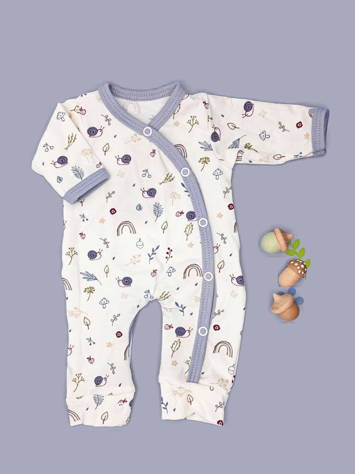 Premature Baby Babygrow, Acorn Wood - Blue Trim
