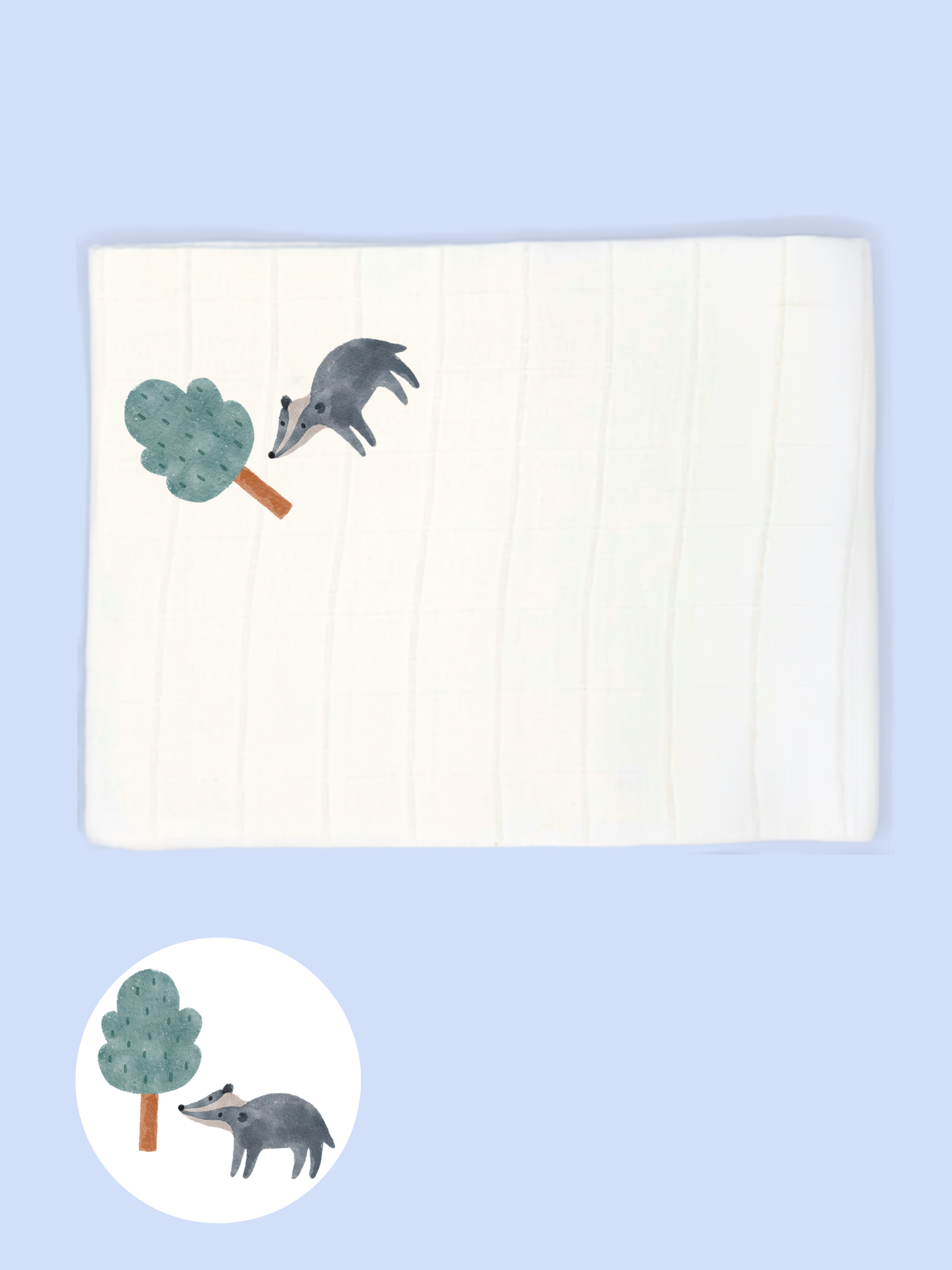 'Brave Badger & Clever Fox' 100% Pure Cotton Muslin - 70cm x 70cm - One Muslin