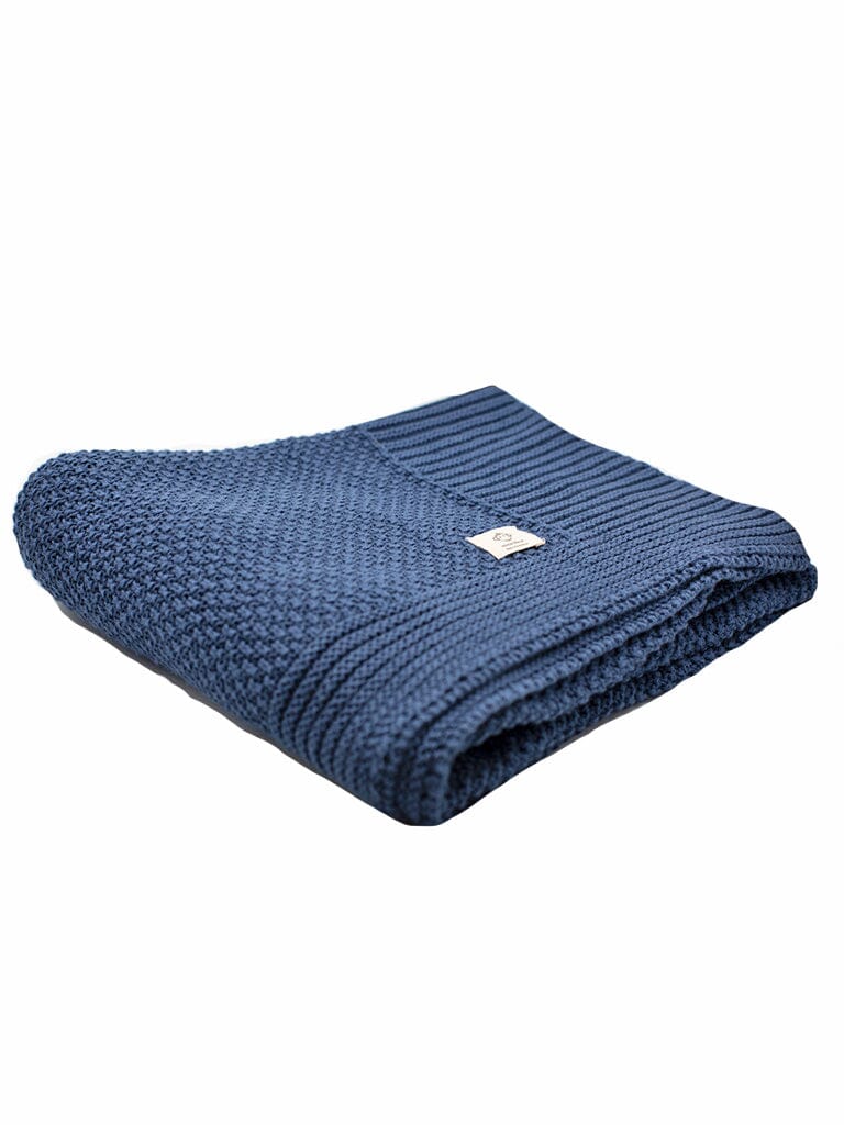 Organic Cotton Navy Knit Baby Blanket - Blanket - Micu Micu