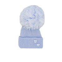 Blue Knitted Pom Pom Hat Hat Little Mouse Baby Clothing and Gifts Ltd 