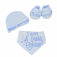 'Little Miracle' 3 Piece, Hat, Bib & Booties Set - Blue Set/Multipack Soft Touch 