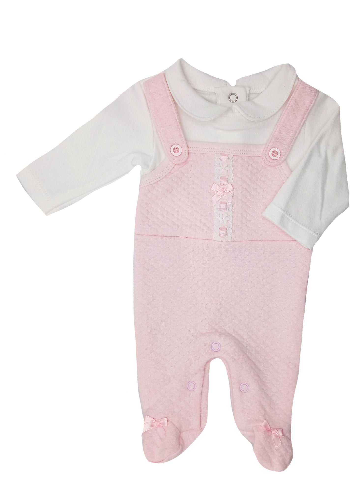 Quilted Lace & Bows All in one Dress Tiny Chick 