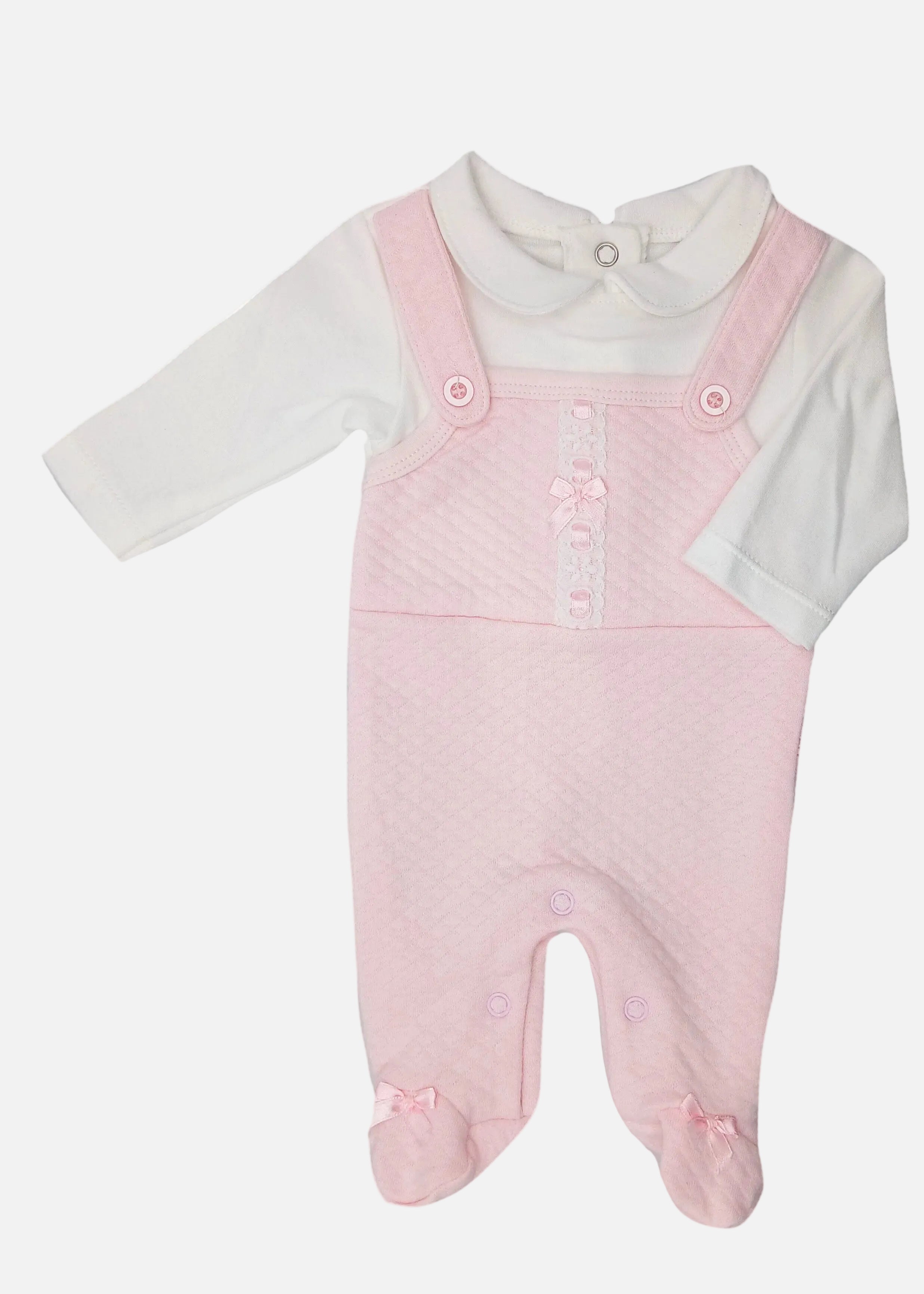 Quilted Lace & Bows All in one Dress Tiny Chick 