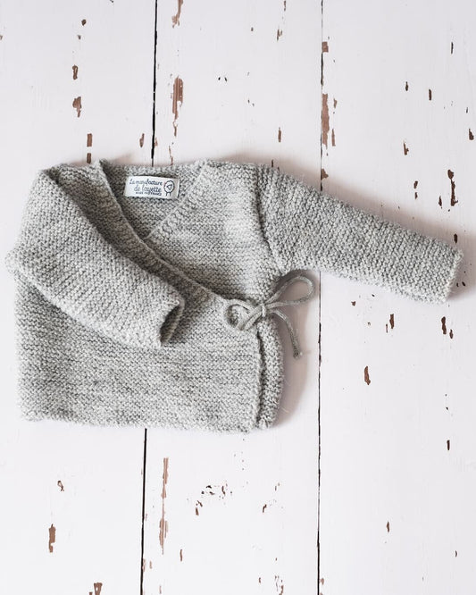 Grey Knitted Wrap-Around Cardigan Cardigan / Jacket La Manufacture de Layette 