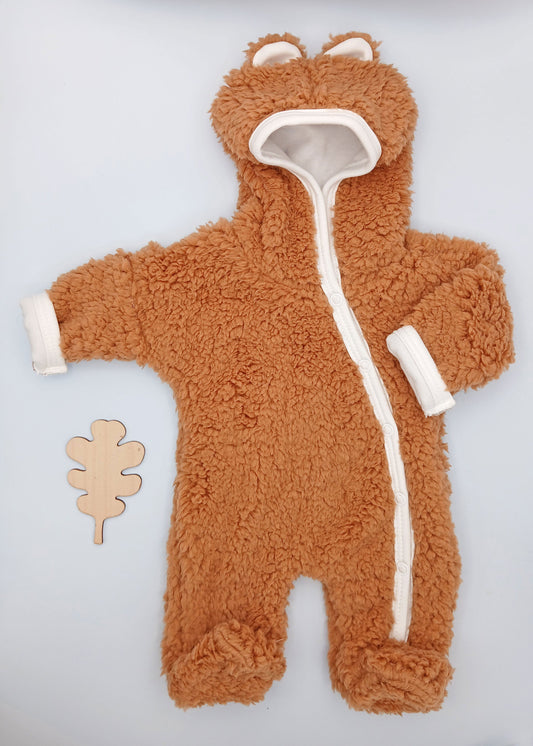 Tiny & Small Fluffy Pramsuit - Brown Snowsuit / Pramsuit Tiny & Small 