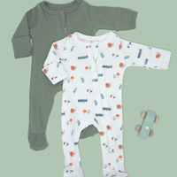 2 Pack Zipped Sleepsuits - Happy Snail and Caterpillar