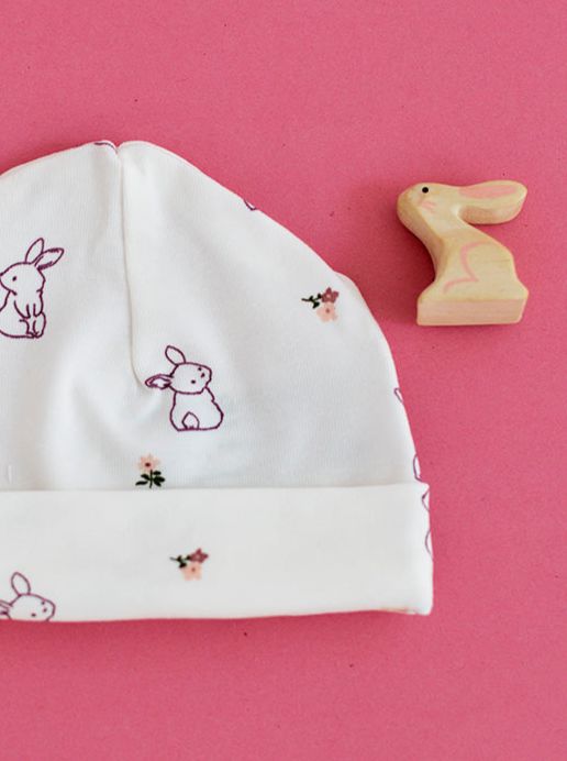 Preemie Round Hat, Flower Bunny Tiny & Small