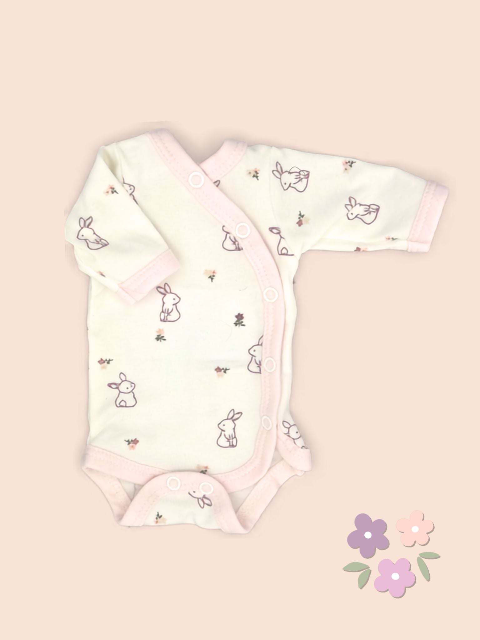Premature Baby Girl Bodysuit, Flower Bunny - NEEDS PHOTOS Bodysuit / Vest Tiny & Small 