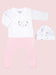 Flower Bunny 100% Cotton Premature Top, Trouser & Hat Set - Grey or Pink Trousers
