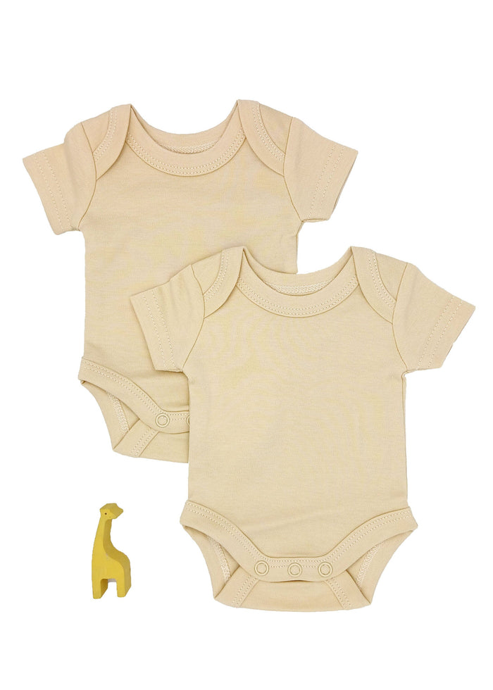 2 Pack 100% Organic Cotton Baby Bodysuit with Capped Sleeves - Buttermilk