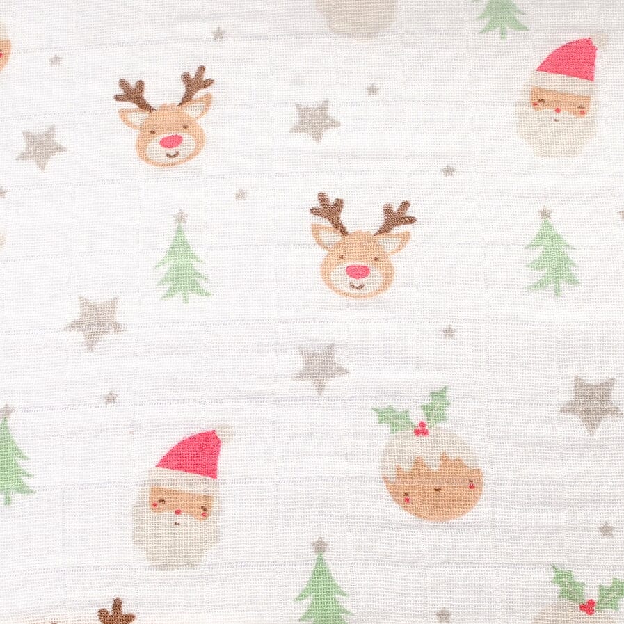Ziggle Muslin - Father Christmas & Stars - 80 x 80 cm Swaddle Blanket Ziggle Baby 