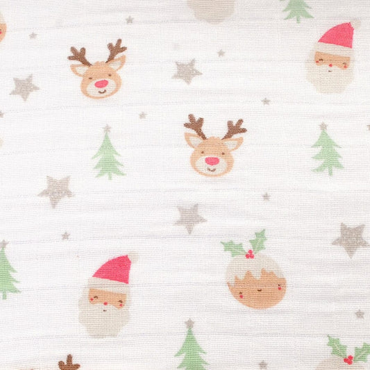 Ziggle Muslin - Father Christmas & Stars - 80 x 80 cm Swaddle Blanket Ziggle Baby 