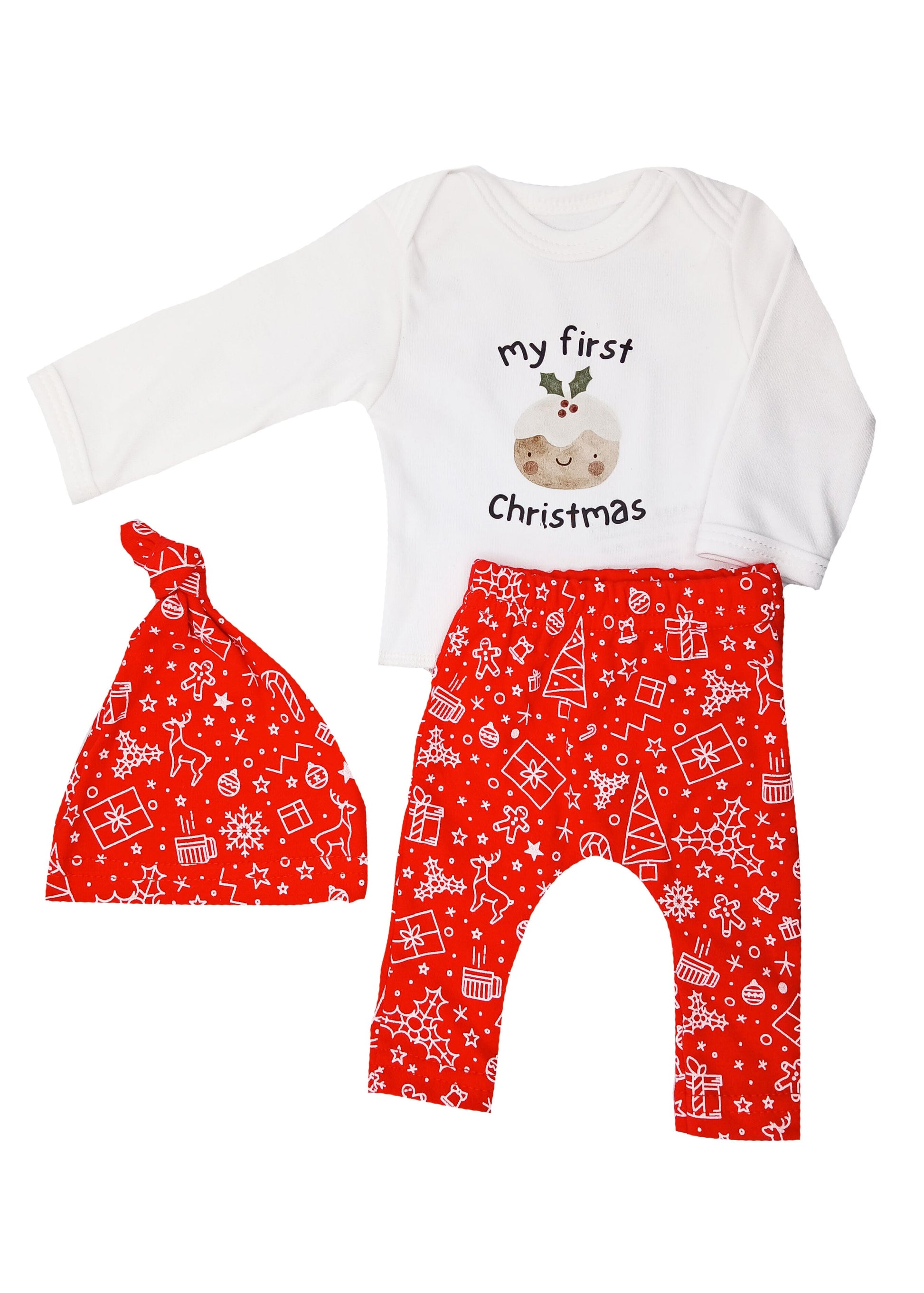Festive outfit: Leggings, Top & Knotted Hat, Premium 100% Organic Cotton Set Tiny & Small 