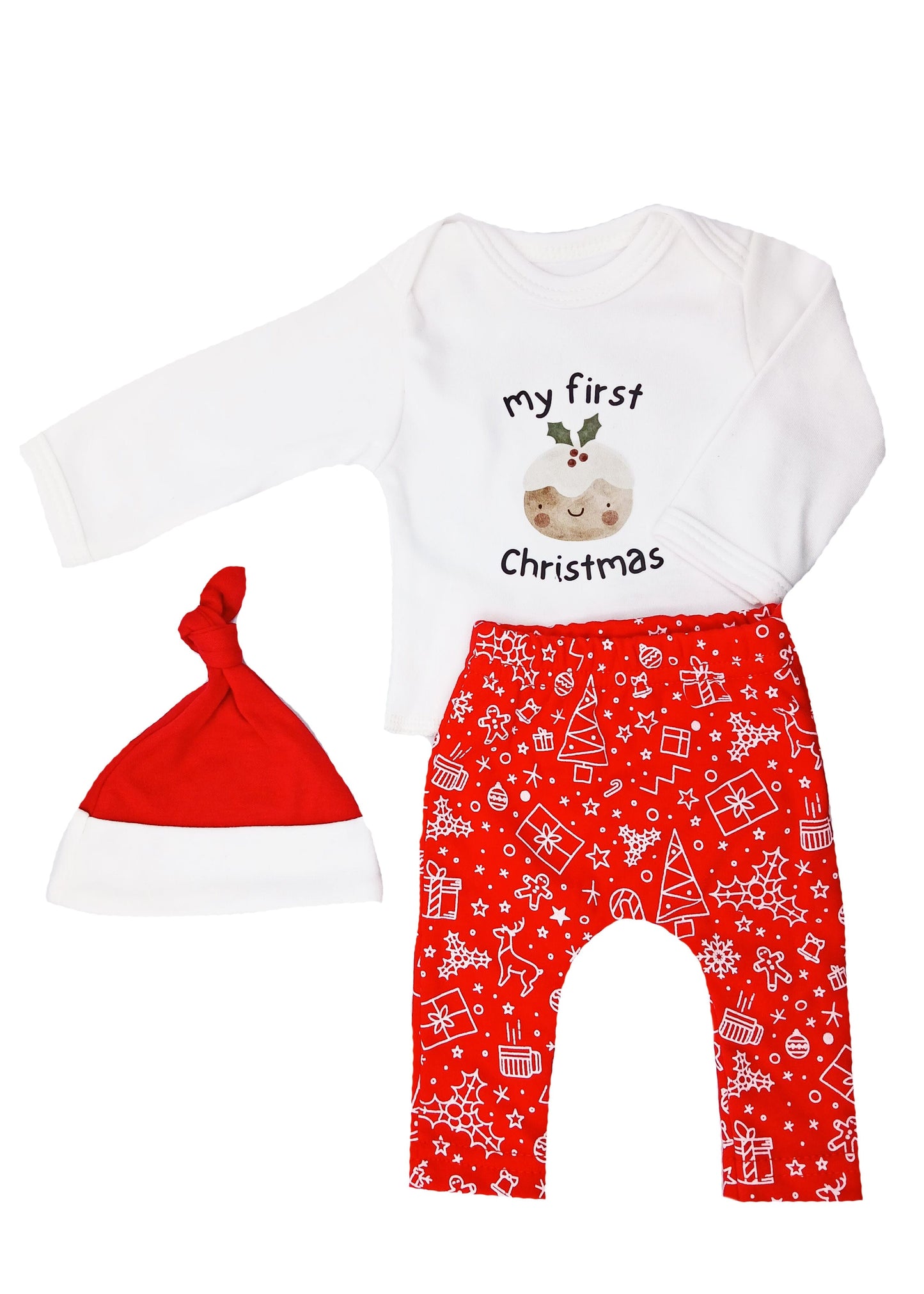 Festive outfit: Leggings, Top & Santa Hat, Premium 100% Organic Cotton Outfit Tiny & Small 