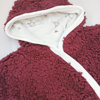 Tiny & Small Fluffy Pramsuit - Claret with Rabbit Fabric Hood Snowsuit / Pramsuit Tiny & Small 