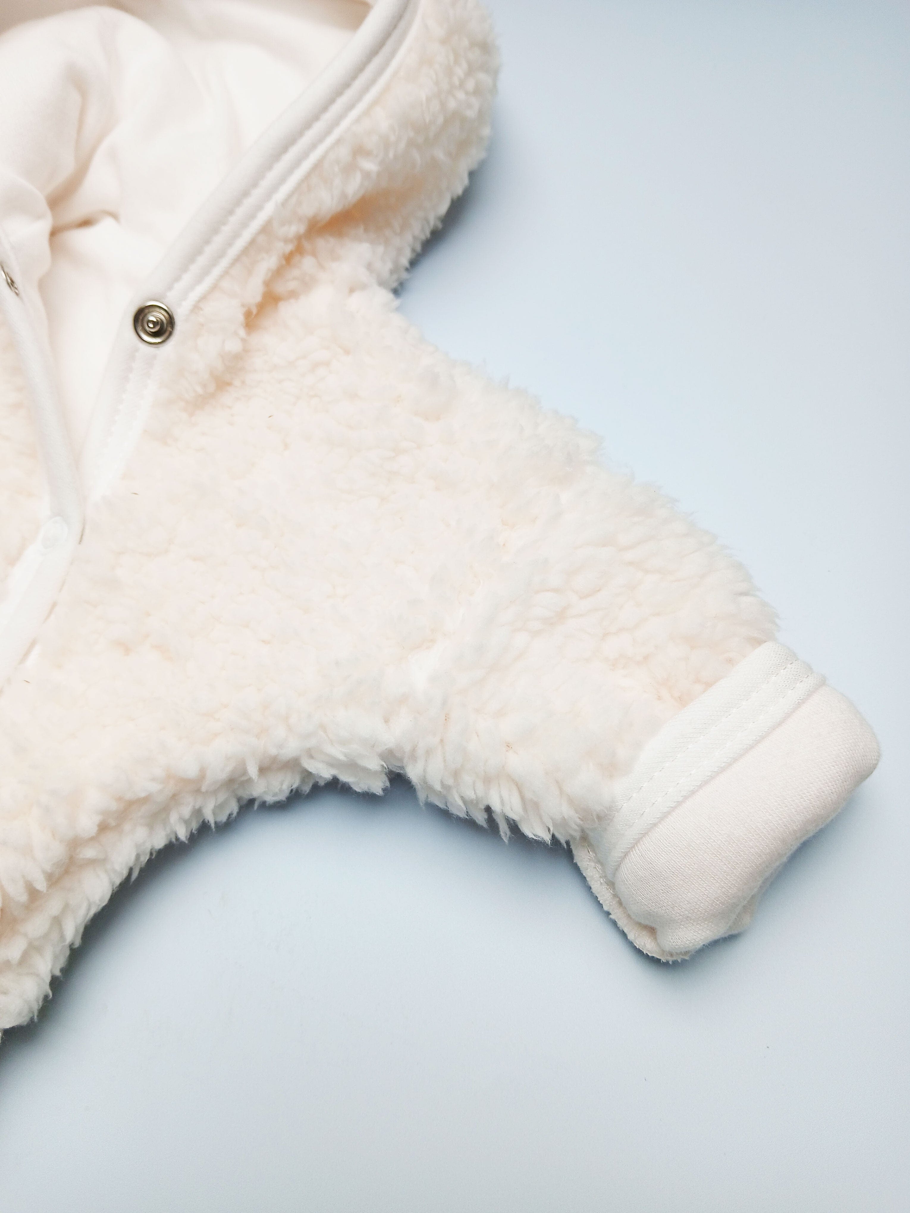 Fluffy Tiny Baby Pramsuit - Cream Tiny & Small