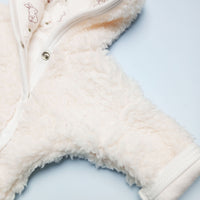 Tiny & Small Fluffy Pramsuit - Cream with Rabbit Fabric Hood Tiny & Small
