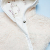 Tiny & Small Fluffy Pramsuit - Cream with Rabbit Fabric Hood Tiny & Small