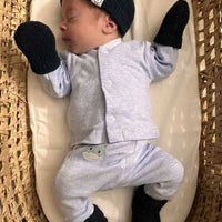 Knitted Hat, Mittens & Booties Set - Navy Hat, Mitts & Booties Set La Manufacture de Layette 