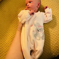 Early Baby Babygrow, Embroidered Bunny Design - Pink Sleepsuit / Babygrow EEVI 